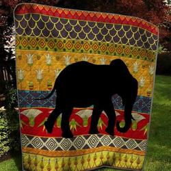 Silhouettes Of Elephant Quilt Blanket  Quilt and Home Decor