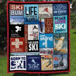 Skiing Bi050805C Tbg Quilt Blanket and Home Decor