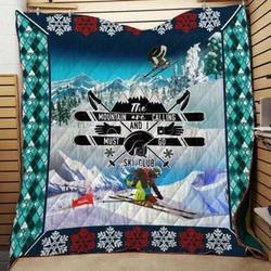 Skiing Cla1510359Q Quilt Blanket and Home Decor