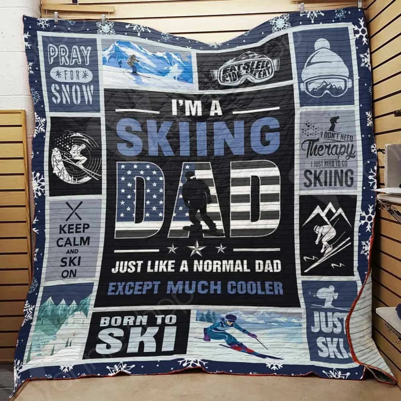 Skiing Dad Quilt Blanket Dhc01021280Td and Home Decor