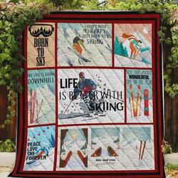 Skiing ItS The Most Wonderful Time Of The Year Quilt Blanket Great Customized Blanket Gifts For Birthday Christmas Thanksgiving and Home Decor
