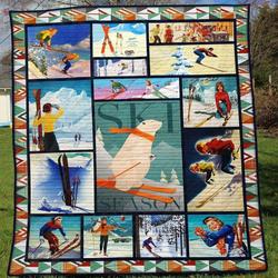 Skiing Tu090702A Tbg Quilt Blanket and Home Decor