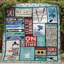 Skiing Ver1 Blanket Th1507 Quilt and Home Decor