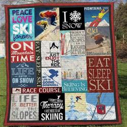 Skiing Ver2 Blanket Th1507 Quilt and Home Decor