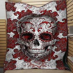 Skull And Pattern Red BH10 NTTH011298 3D Customized Quilt and Home Decor