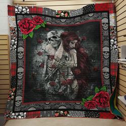 Skull Blind In Love Quilt Blanket Dhc020120440Td and Home Decor