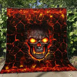 Skull Lava Premium Quilt Blanket Size Throw Twin Queen King Super King and Home Decor