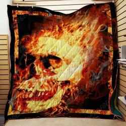 Skull On Fire Blanket Kc1807 Quilt and Home Decor