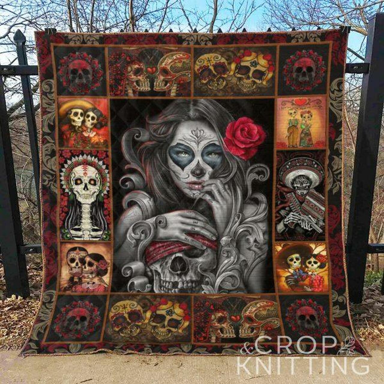 Skull Quilt Blanket Ver 14 Quilt and Home Decor