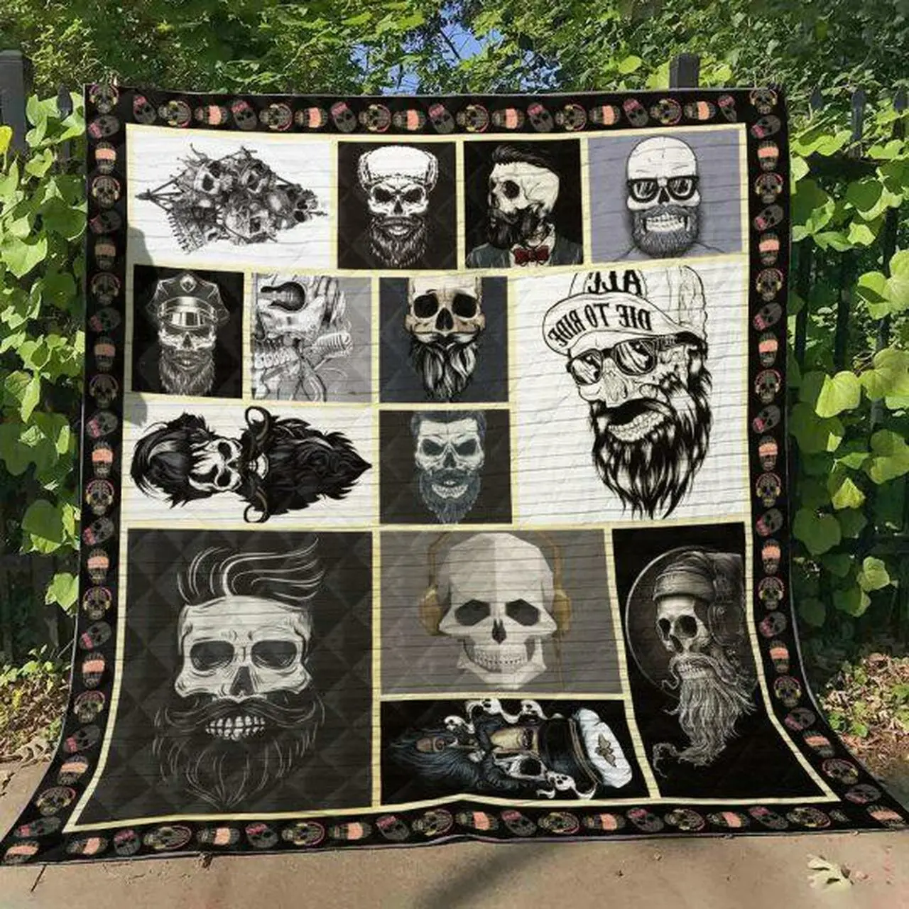Skull Quilt Blanket Ver 91 Quilt and Home Decor