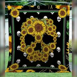 Skull Sunflower Clm1510110 Quilt Blanket and Home Decor