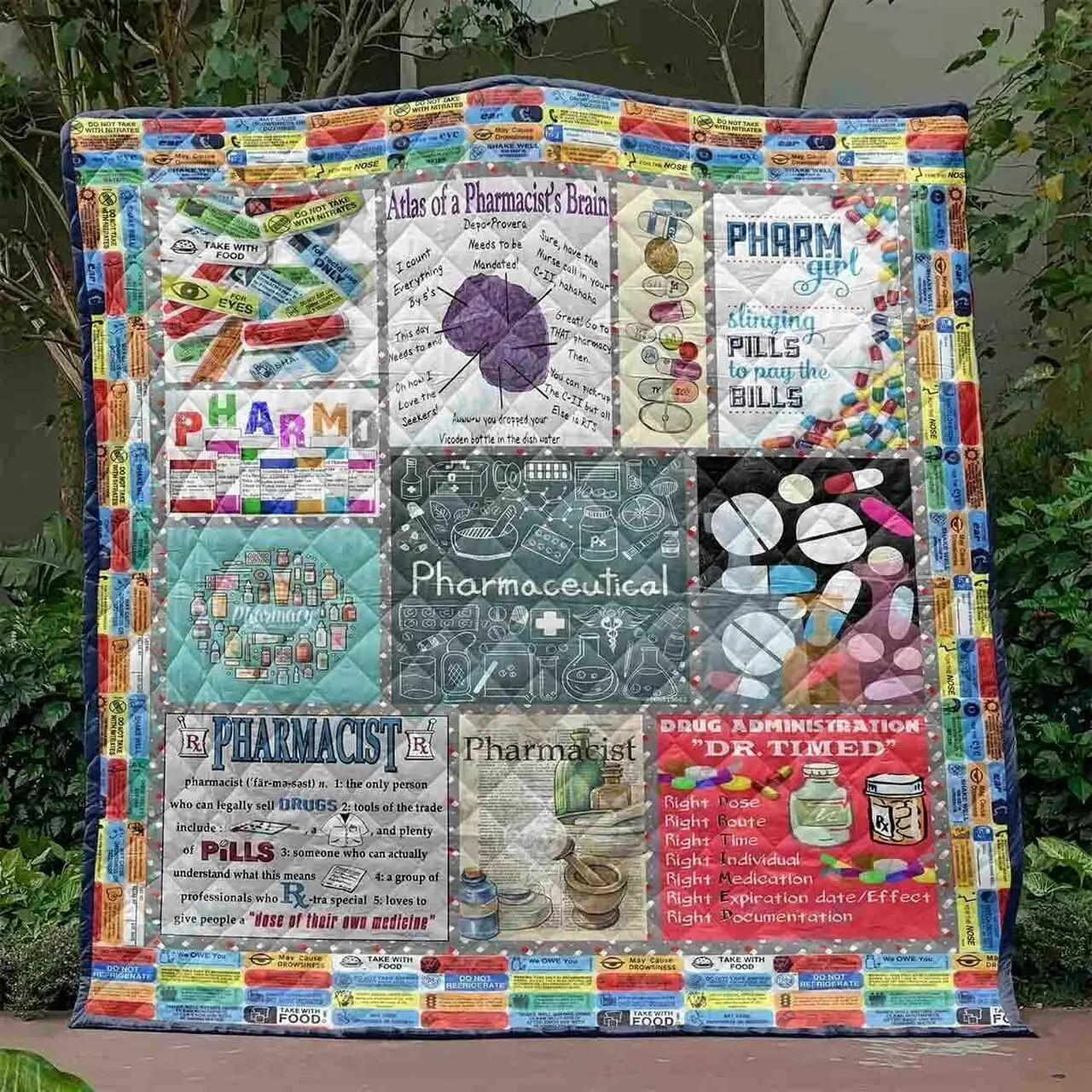 Slinging Pills To Pay The Bills Quilt Blanket Ll and Home Decor