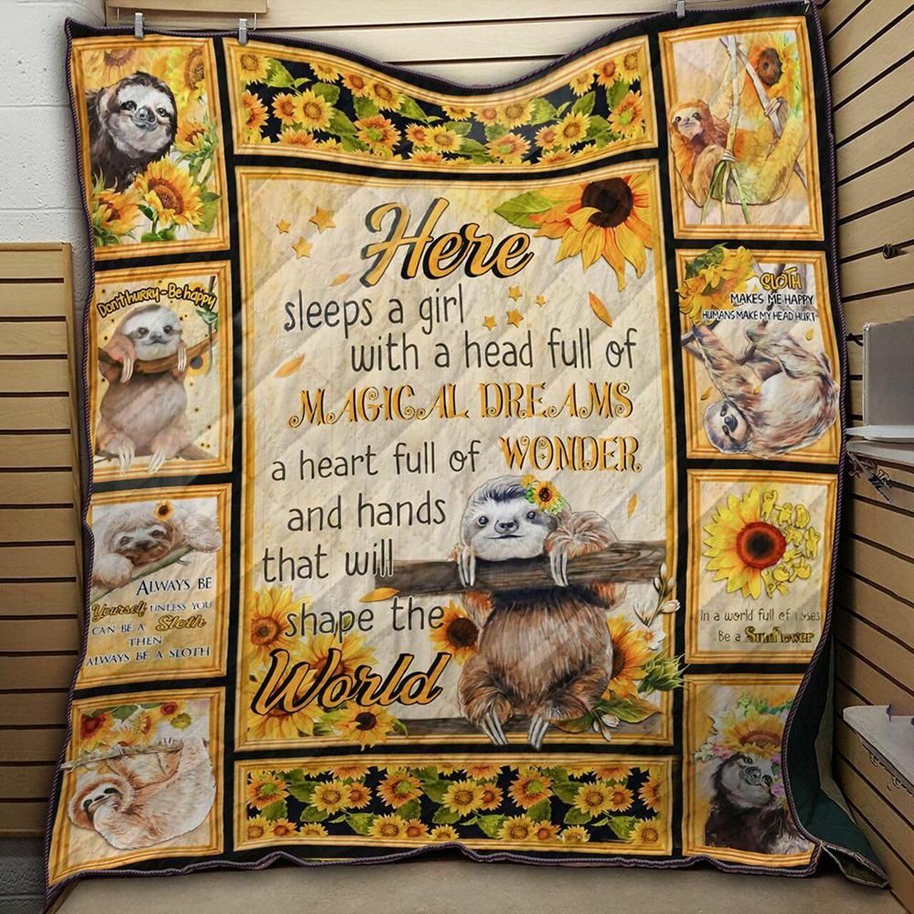 Sloth Sunflower Always Be Yourself Unless You Can Be A Sloth Then Always Be A Sloth Quilt Blanket Great Customized Blanket Gifts For Birthday Christmas Thanksgiving and Home Decor