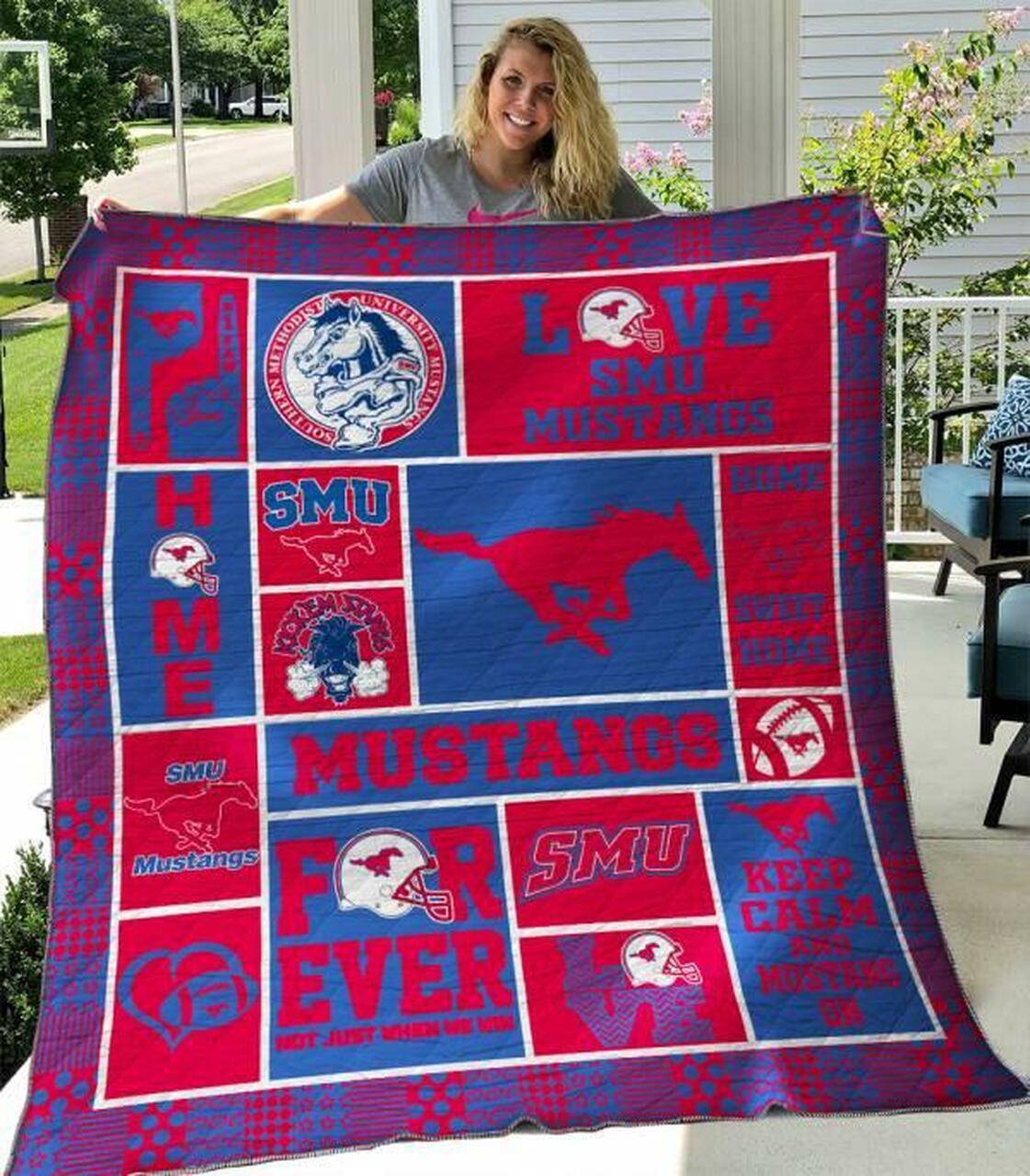 Smu Mustangs Quilt Blanket B180665 Quilt and Home Decor