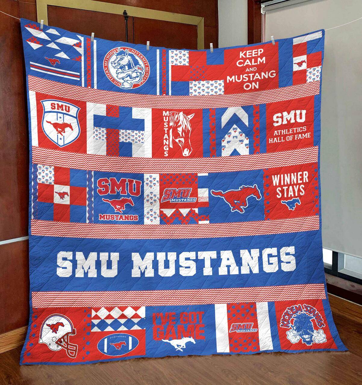Smum B310727 Smu Mustangs Quilt Blanket Quilt and Home Decor