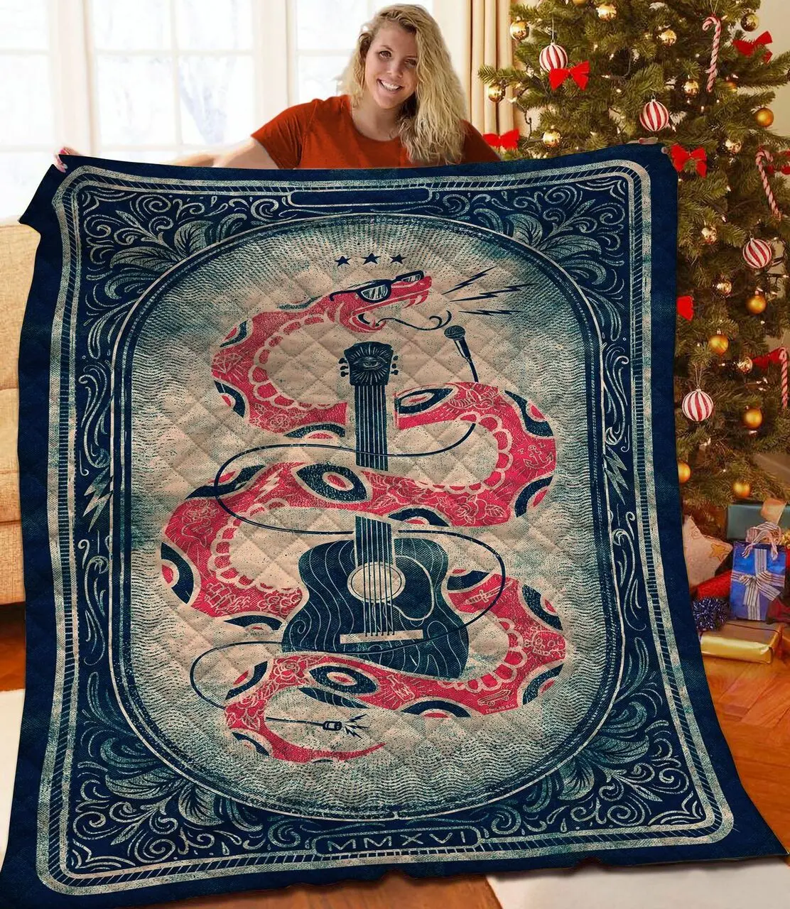 Snake And Guitar JFJ12881 3D Customized Quilt 2707 and Home Decor