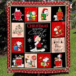 Snoopy Christmas Begins With Christ Quilt Cc and Home Decor
