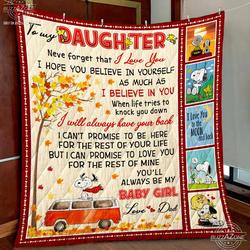 Snoopy Daughter Dad Have Your Back Quilt Gg and Home Decor