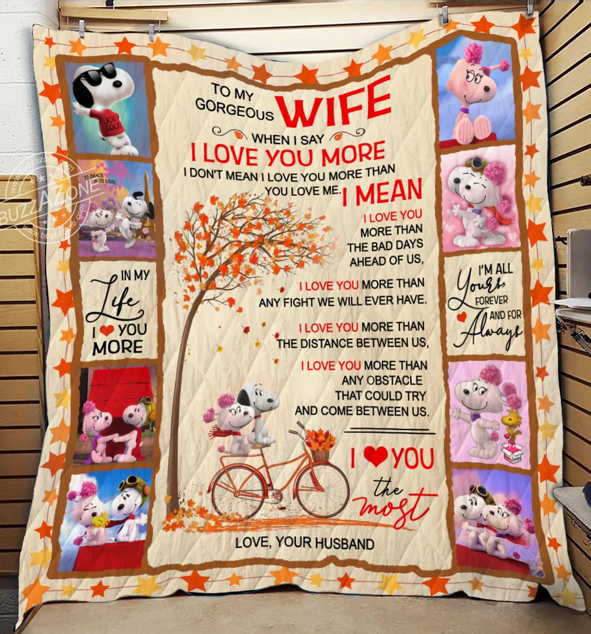 Snoopy Wife Love You Most Quilt Cc and Home Decor