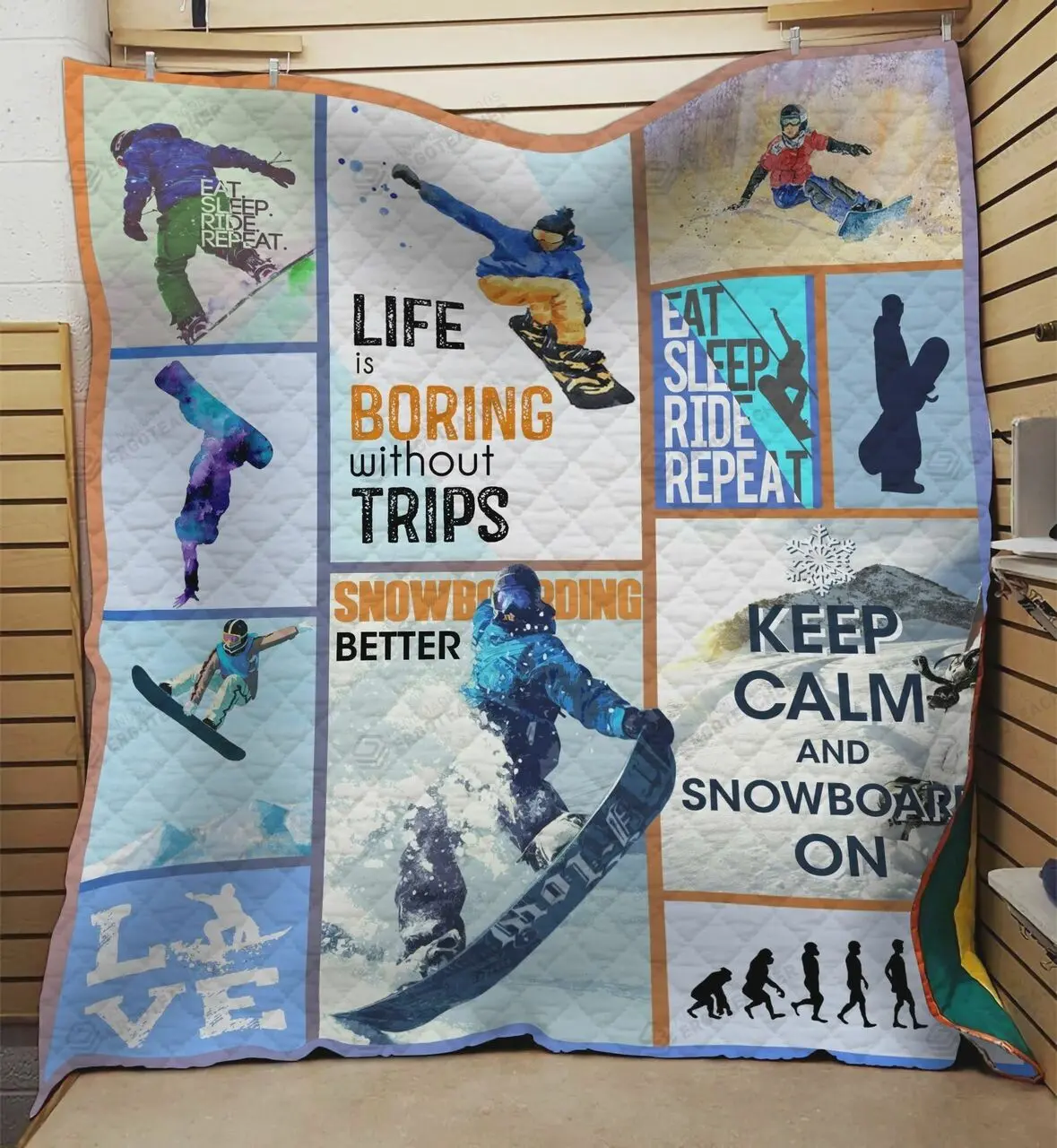Snowboard Life Is Boring Without Trips Quilt Blanket Great Customized Blanket Gifts For Birthday Christmas Thanksgiving and Home Decor
