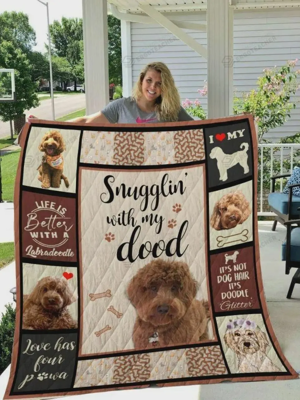 Snuggling With My Dood Quilt Blanket Great Customized Blanket Gifts For Birthday Christmas Thanksgiving and Home Decor