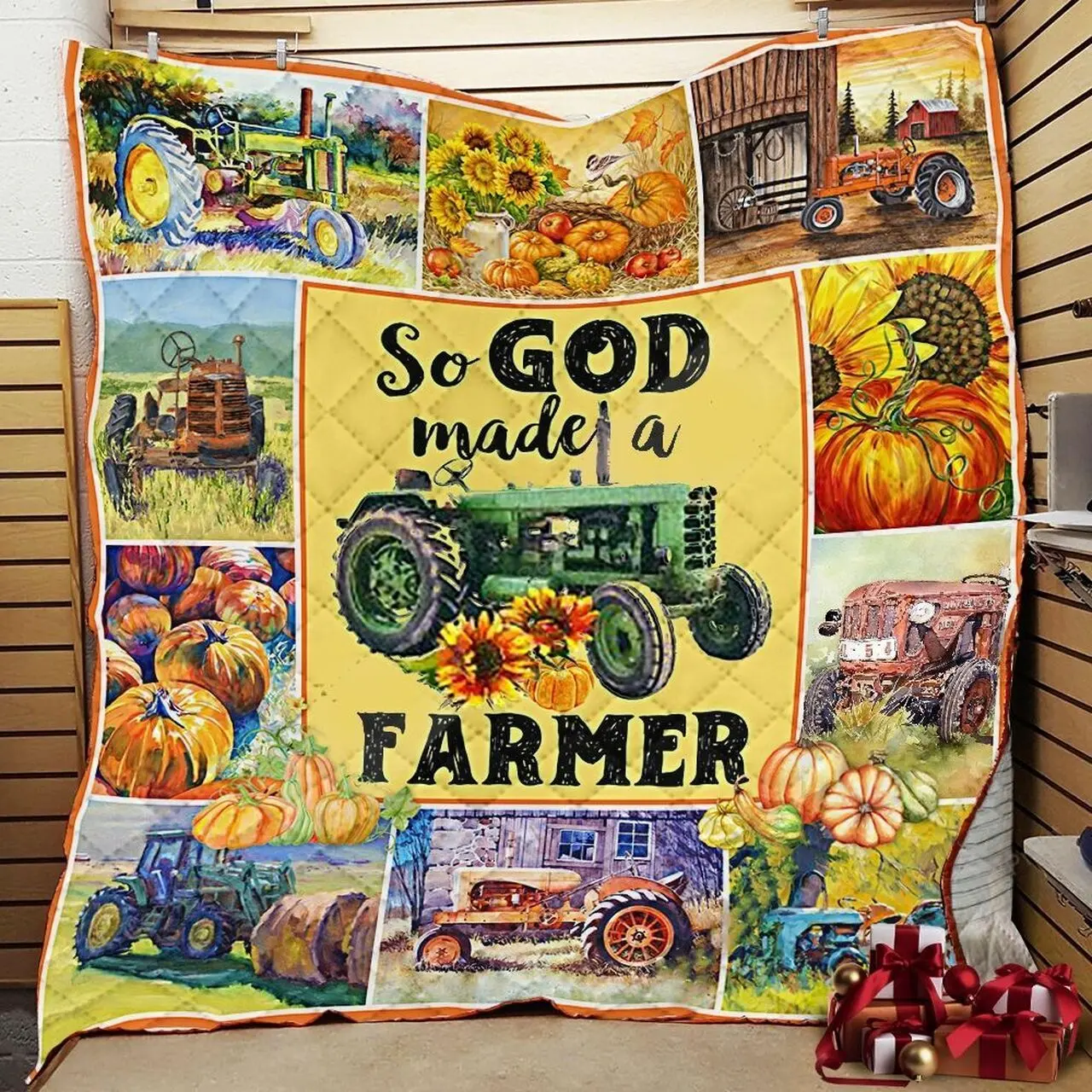So God Made A Farmer Quilt Blanket Great Customized Blanket Gifts For Birthday Christmas Thanksgiving and Home Decor