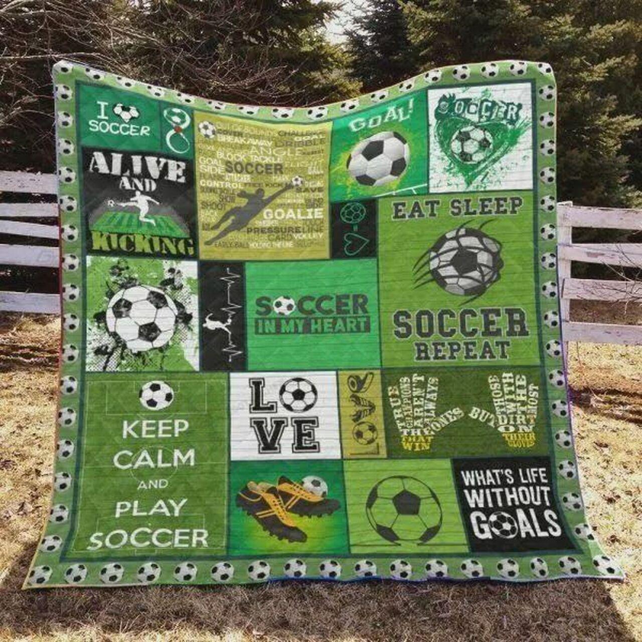 Soccer In My Heart Quilt Blanket Great Customized Blanket Gifts For Birthday Christmas Thanksgiving and Home Decor