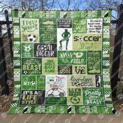 Soccer Is My Life Green Quilt Blanket Aq55  Quilt and Home Decor
