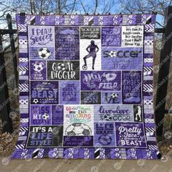 Soccer Is My Life Purple Quilt Blanket Aq55  Quilt and Home Decor