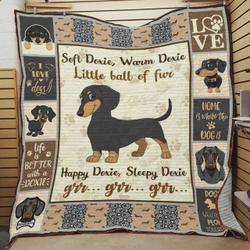 Soft Warm Happy Sleepy Doxie Quilt Blanket Great Customized Blanket Gifts For Birthday Christmas Thanksgiving and Home Decor