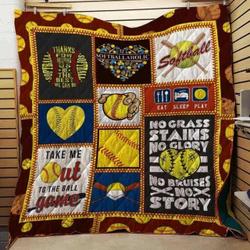 Softball Cla1610739Q Quilt Blanket and Home Decor