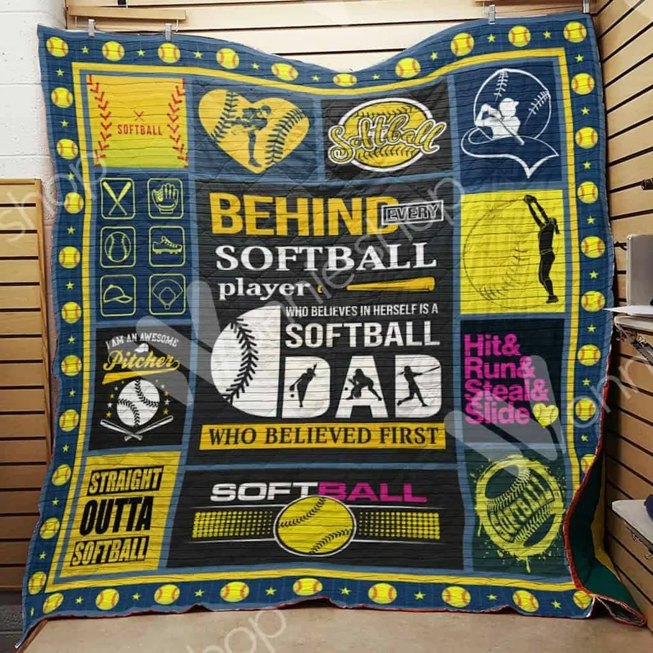 Softball Dad Quilt Blanket Dhc1102682Td and Home Decor
