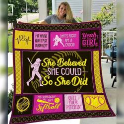 Softball Hur Quilt bu and Home Decor