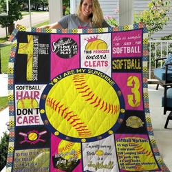 Softball It Is A Threaded Yellow Gift From God Quilt Blanket Great Customized Gifts For Birthday Christmas Thanksgiving Perfect Gifts For Softball Lover and Home Decor