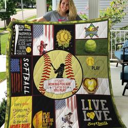 Softball ItS How Big You Play Quilt Blanket Great Customized Gifts For Birthday Christmas Thanksgiving Perfect Gifts For Softball Lover and Home Decor
