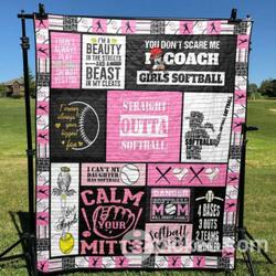 Softball Mom Quilt Blanket Aa22  Quilt and Home Decor