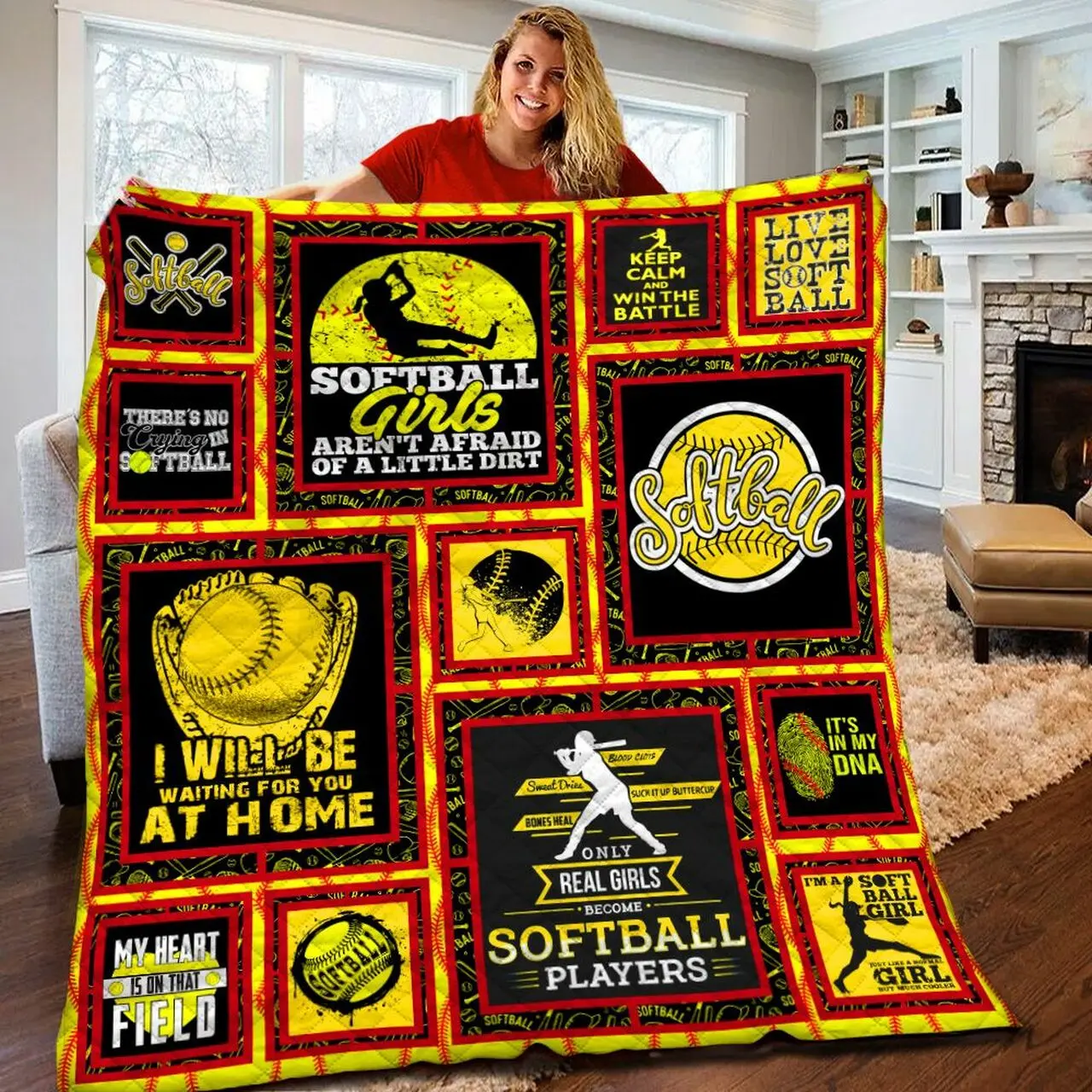 Softball Quilt Blanket Bbb210239Ht and Home Decor