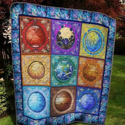 Solar System Nine Planets Quilt Blanket Great Customized Blanket Gifts For Birthday Christmas Thanksgiving and Home Decor