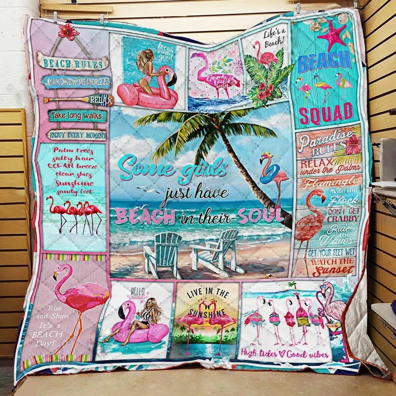 Some Girls Just Have Beach In Their Souls Quilt Blanket Great Customized Blanket Gifts For Birthday Christmas Thanksgiving and Home Decor