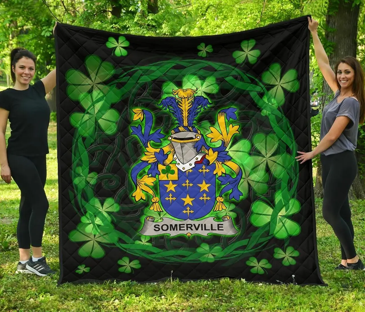 Somerville Ireland Irish Celtic Shamrock Knot Circle JFJ12988 3D Customized Quilt 2707 and Home Decor