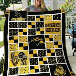 Southern Miss Golden Eagles Quilt Blanket and Home Decor