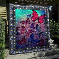 Sparkling Butterfly With Flowers Pkd2006100 Quilt Blanket and Home Decor