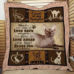 Sphynx Cat When ItS Too Hard To Look Back Quilt Blanket Great Customized Gifts For Birthday Christmas Thanksgiving and Home Decor