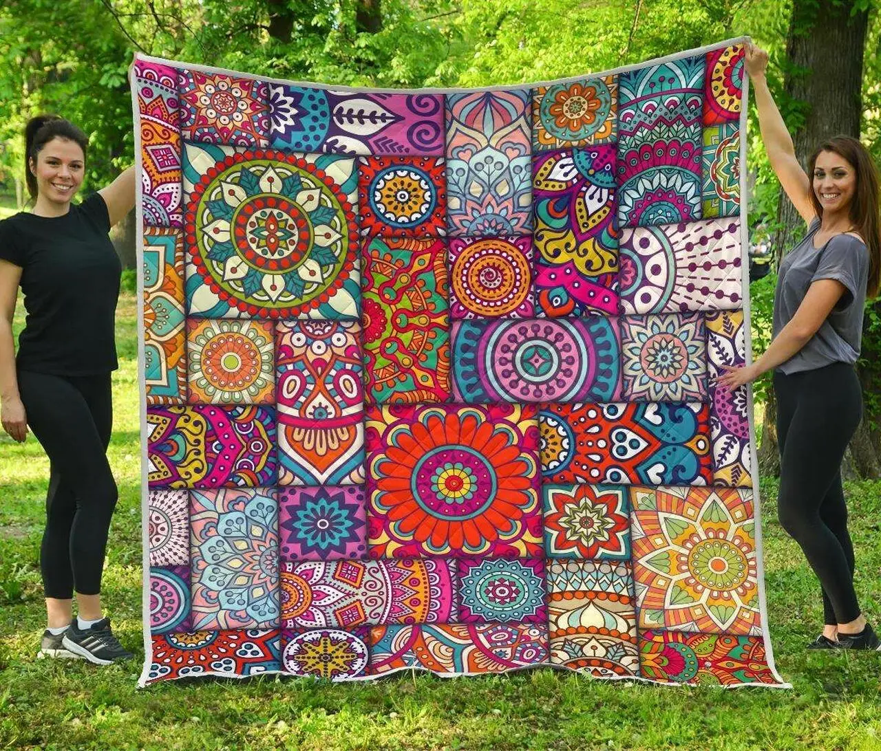Square Bohemian Mandala Patchwork Cl17100562Mdq Quilt Blanket and Home Decor