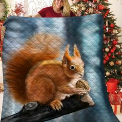 Squirrel Quilt Blanket and Home Decor