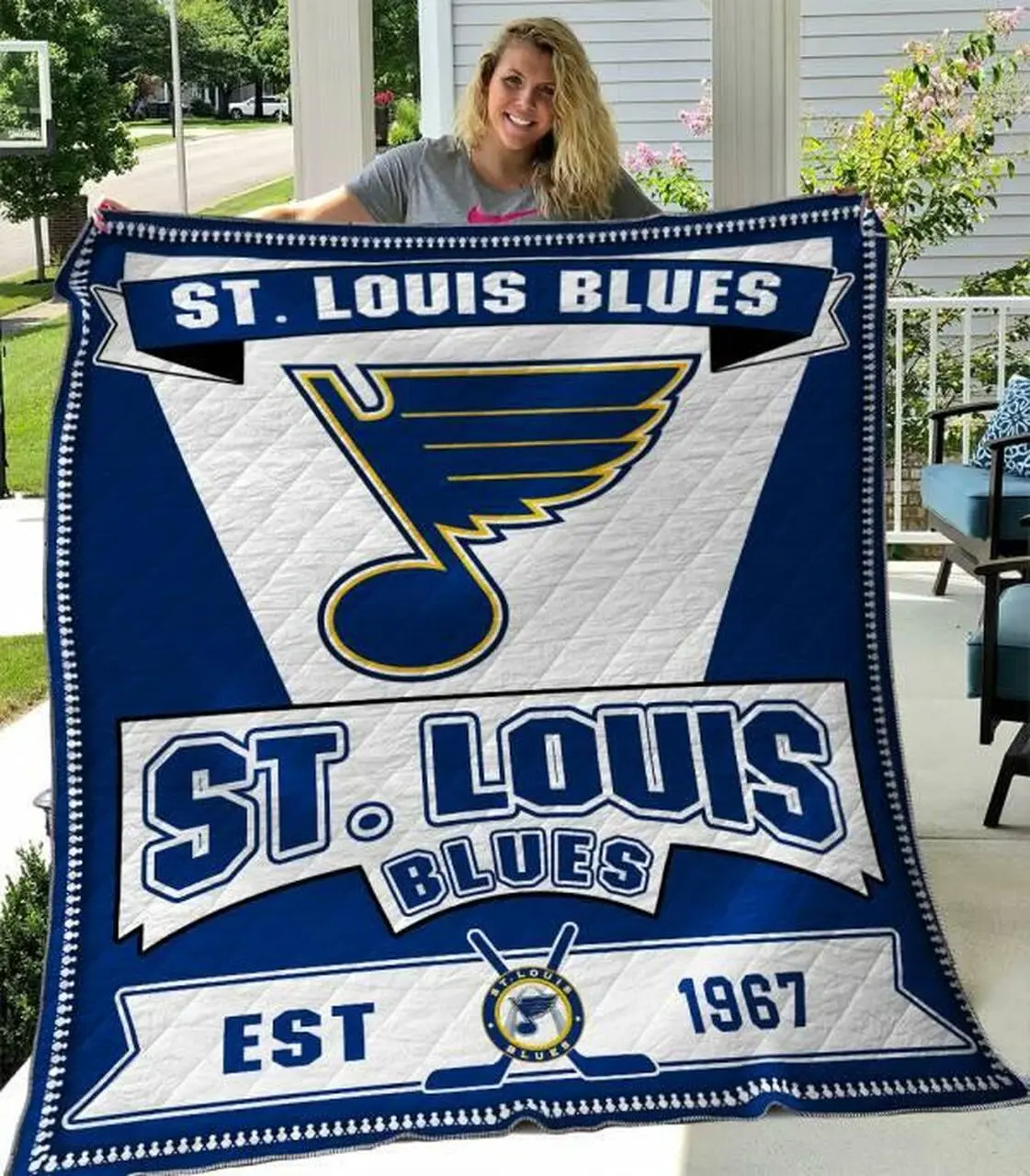 St Louis Blue Quilt Blanket B060648 Quilt and Home Decor