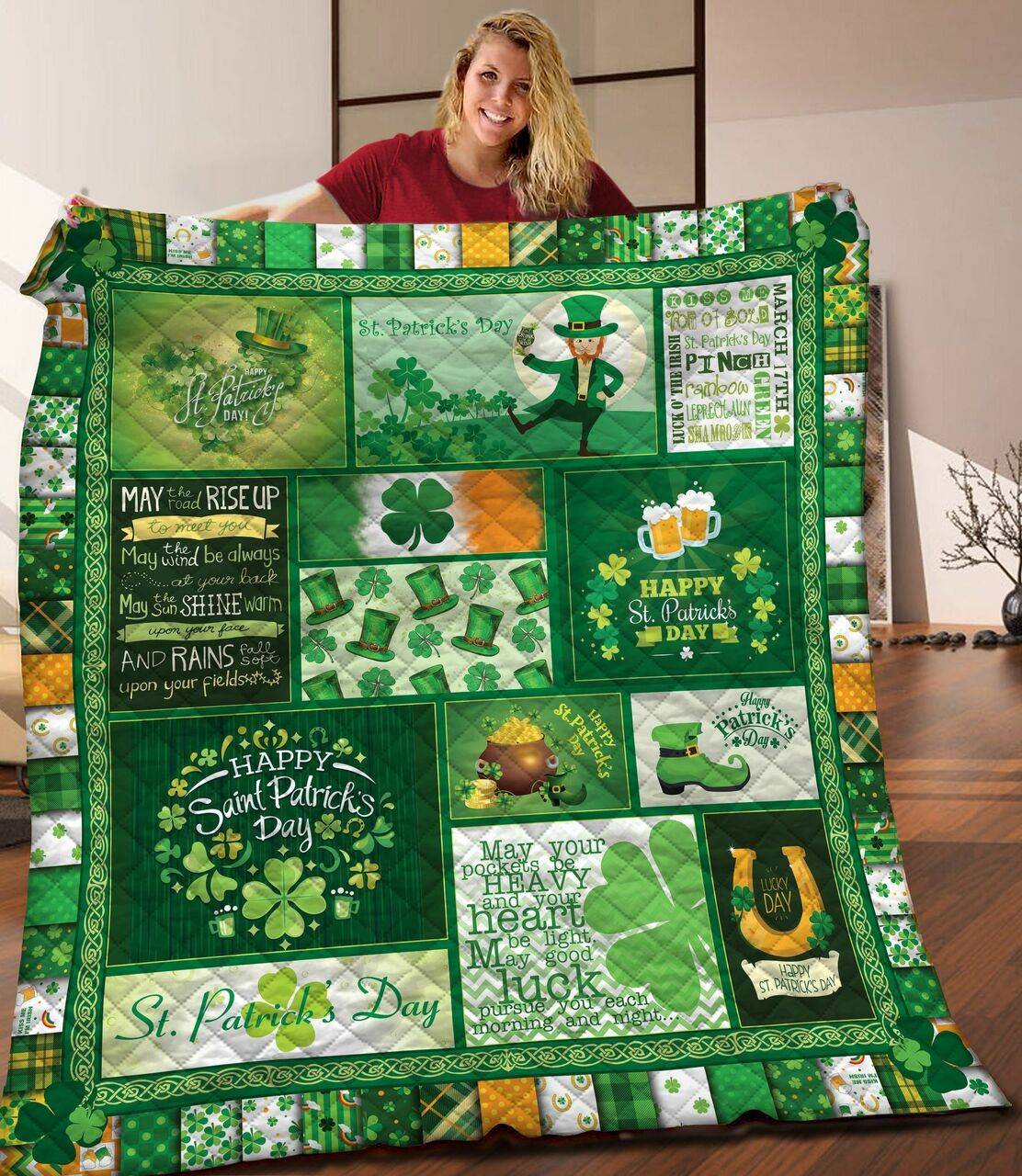 St Patricks Day JFJ13035 3D Customized Quilt 2707 and Home Decor