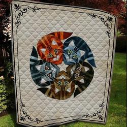 Star Five Cat 3D Customized Quilt and Home Decor
