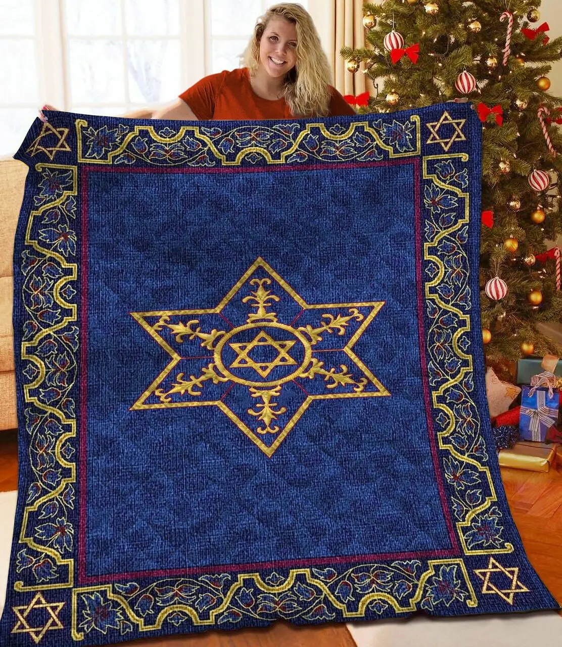 Star Of David JFJ13078 3D Customized Quilt 2707 and Home Decor