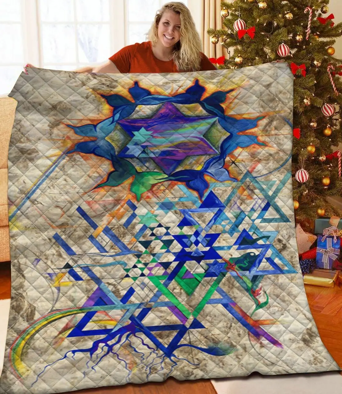 Star Of David JFJ13079 3D Customized Quilt 2707 and Home Decor